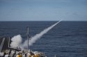 USS Dwight D. Eisenhower (CVN 69) test fires an ESSM from one of her MK29 launchers April 21st.jpg